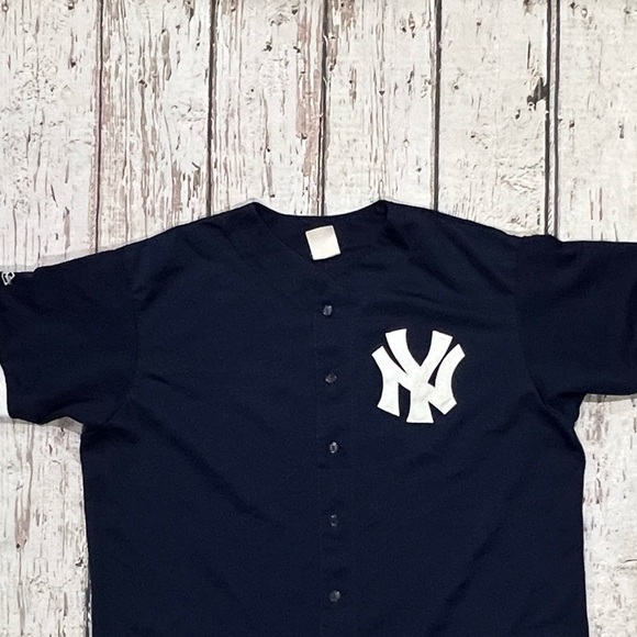 New York Yankees Blue Stitched MLB Baseball Sports Majestic Jersey - Picture 3 of 5